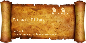 Mateas Milos névjegykártya